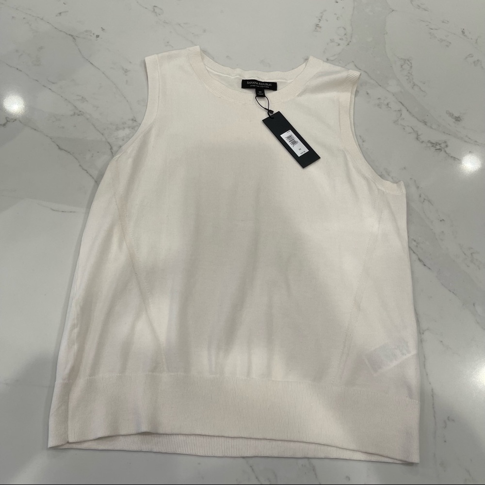 NWT Banana Republic cream cotton sleeveless top - Picture 5 of 16